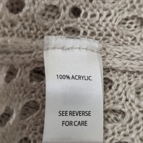 Moral‎ Fiber Tan Camel Lightweight Cardigan with Intricate Knit Patterns Size XL - Picture 4 of 7